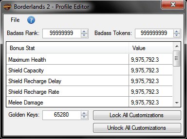 Borderlands 2 - Profile Editor screenshot